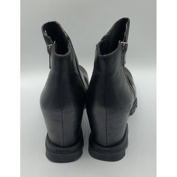 Sorel Women's Joan of Arctic Wedge III Zip Chelsea Boot Black Sea Salt Size 10 - Picture 5 of 13